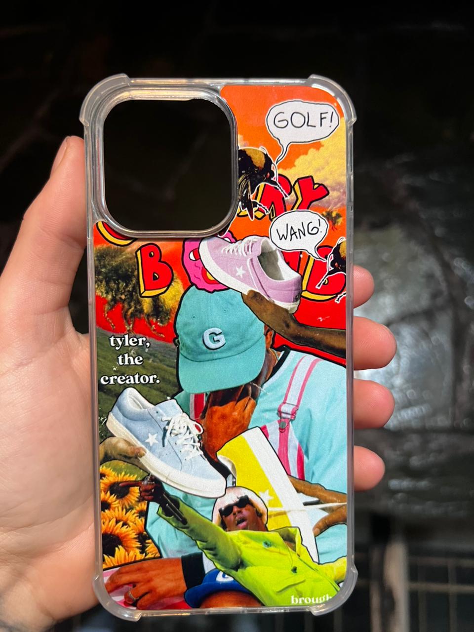Funda transparente personalizada con un collage de Tyler, the Creator, para iPhone